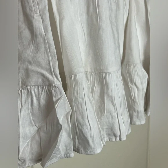 Nordstrom BP White Smocked Mini Dress with Puff Sleeves Juniors Size Small - Picture 13 of 16